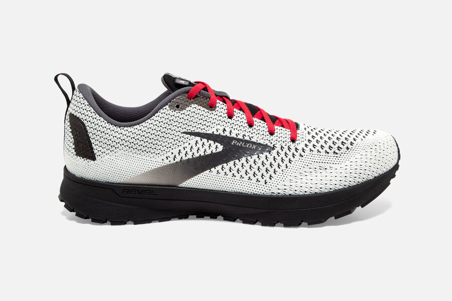 Brooks Revel 4 Road Running Shoes Mens - White/Black/Red - LEWIP-6493